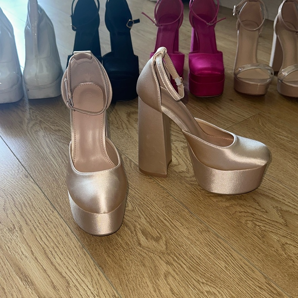 Satin platform heels